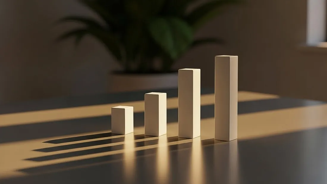 Growth measured in rising bar charts