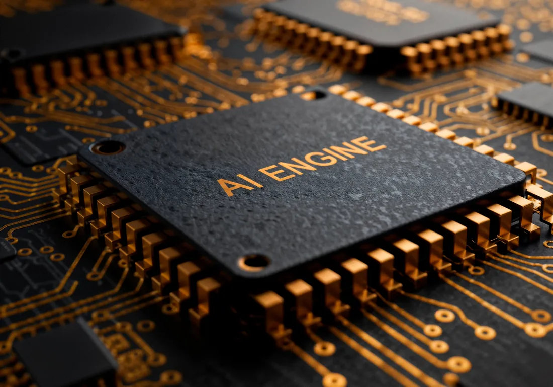 AI engine microchip on a circuit board