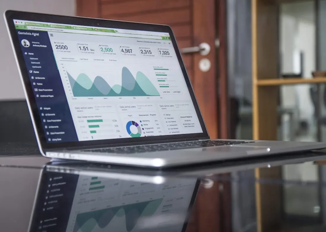 A marketing analytics dashboard open on a laptop