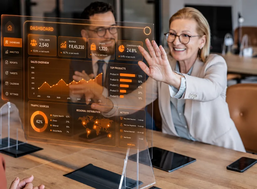 Team acting on a live analytics dashboard together
