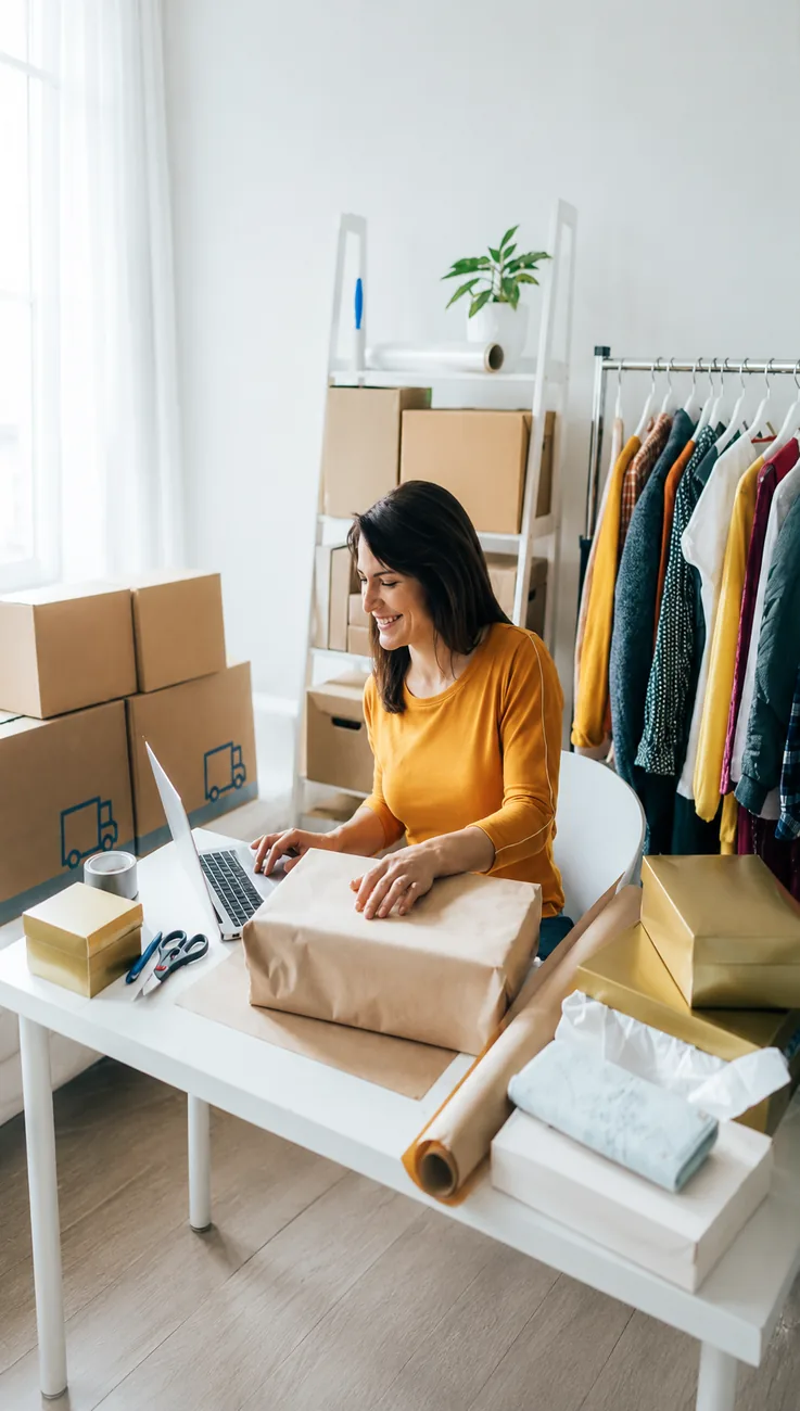 Ecommerce operator packing and shipping D2C orders