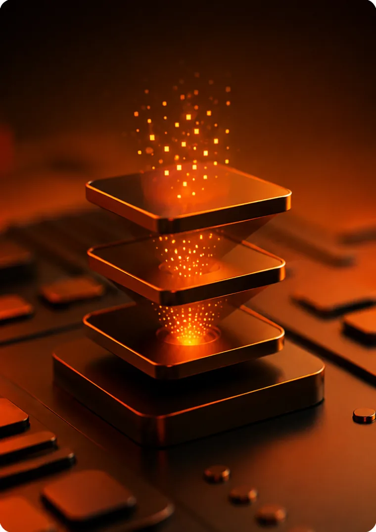 Growth infrastructure and automation stack, 3D render