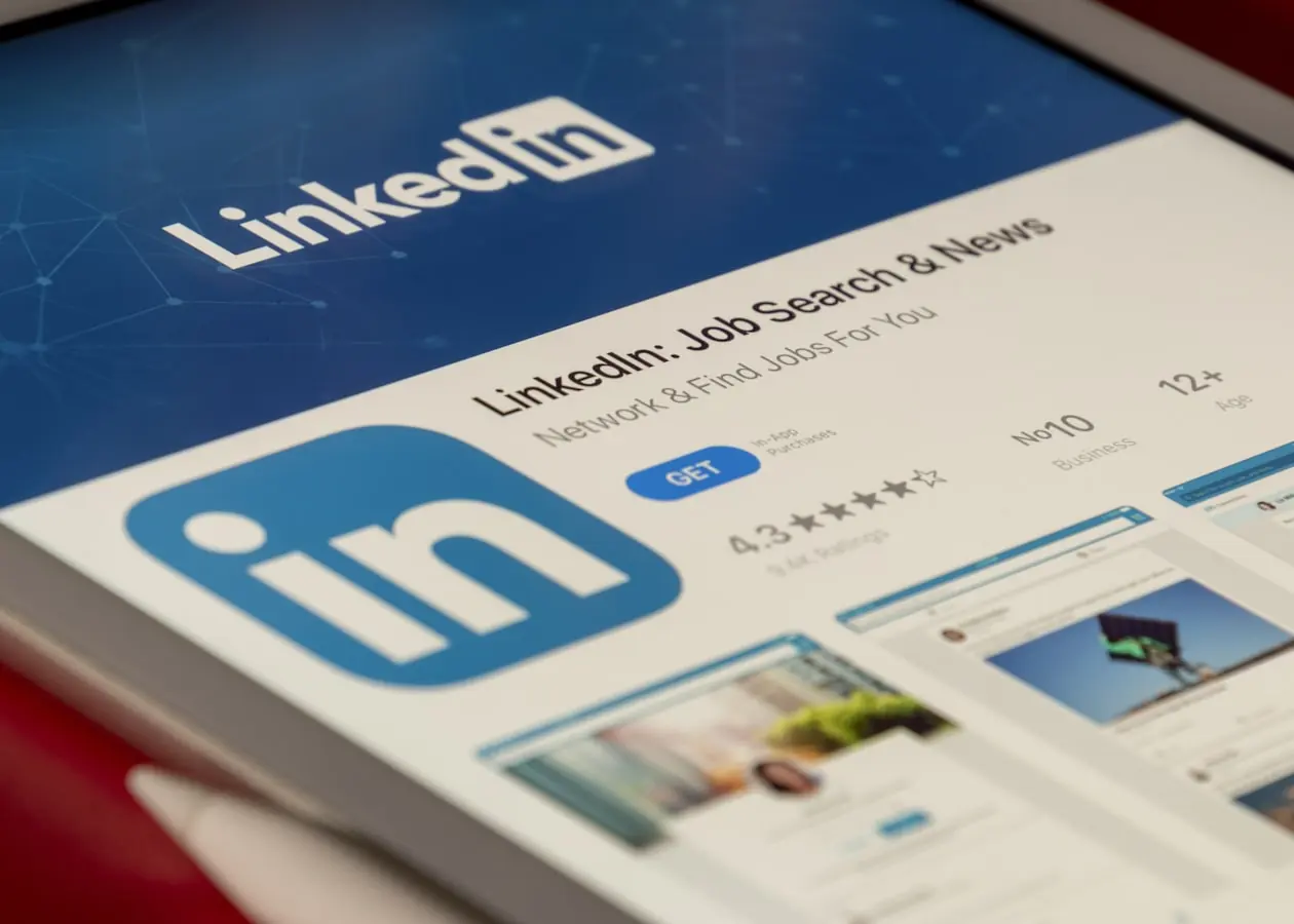 A LinkedIn feed open on a tablet