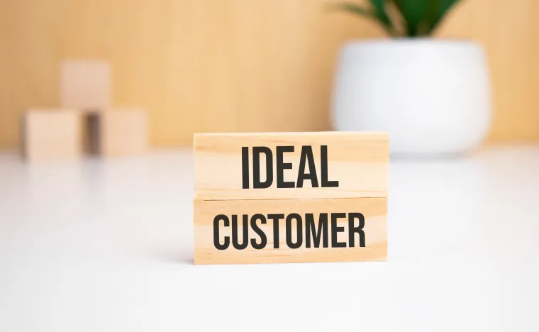 Wooden blocks spelling Ideal Customer